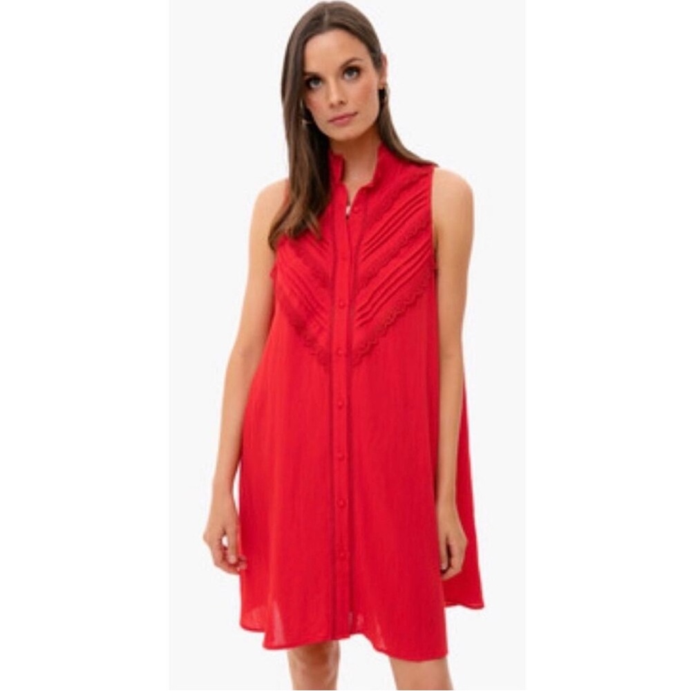 Tuckernuck Pomander Place Dutton Eyelet‎ Sleeveless Red Mini Dress Size Small